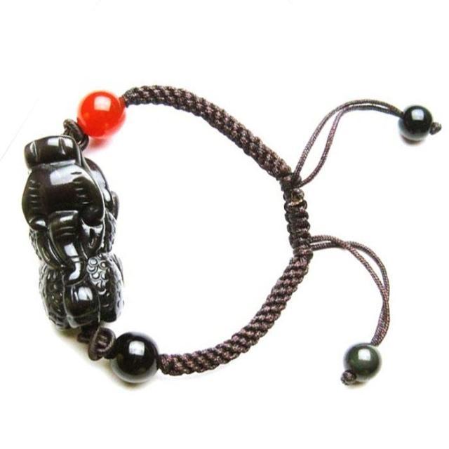 Vòng tay Obsidian Pixiu tự nhiên Obsidian Pichu Vòng tay dệt tay Vòng tay Obsidian Pixiu