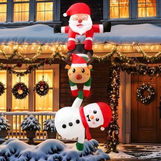  8FT Treo Đồ trang trí Giáng sinh bơm hơi Ngoài trời Đồ bơm hơi Giáng sinh Leo núi Ông già Noel với Tuần lộc & Người tuyết Đèn LED tích hợp Thổi lên Ông già Noel Đồ trang trí Giáng sinh ngoài trời cho chùm tia 