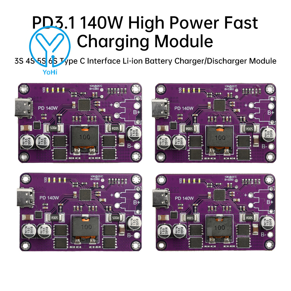 Mô-đun sạc nhanh công suất cao YoHi PD3.1 140W 3S 4S 5S 6S Type C Giao diện Mô-đun sạc / xả pin Li-i