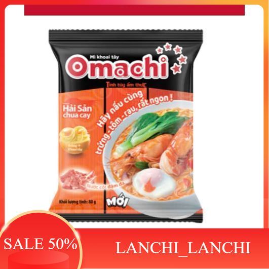 Thùng 30 gói mì khoai tây Omachi Hải sản Chua cay vị mới