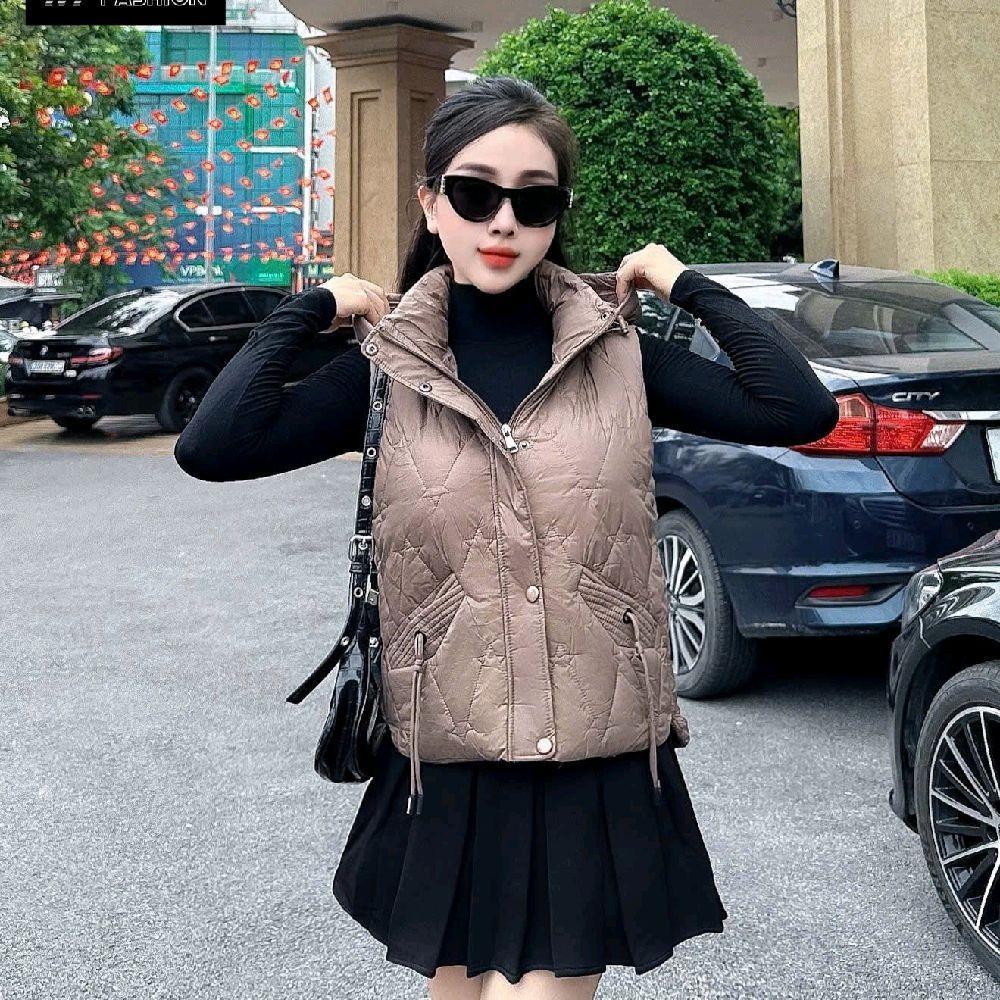 Áo gile phao siêu nhẹ trần trám có mũ tháo rời 9348 NY