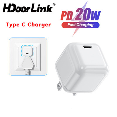 Bộ sạc HdoorLink PD 20W Bộ sạc Mini loại C Bộ sạc tường Mỹ Bộ chuyển đổi du lịch USB C