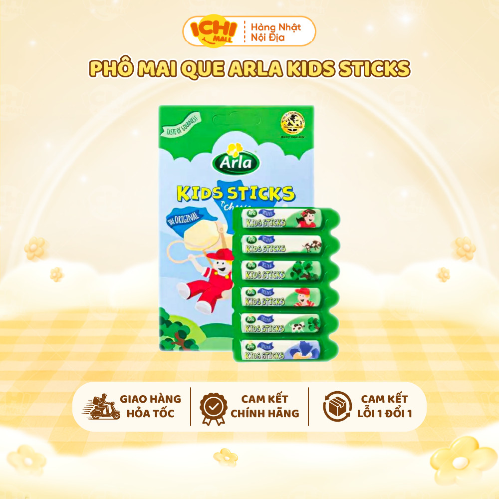 Phô Mai Que Arla Processed Cheese Arla Kids Sticks Hộp 6 gói (18g) vị thơm ngon cung cấp protein, ca
