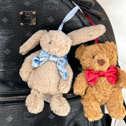 IDUO Barcelona Bear with Bow Tie, Bonnie Rabbit with Bow Tie, Bear Pendant, Bow Tie Rabbit Pendant, 