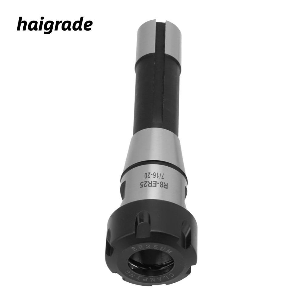 HAIGRADE R8-ER25 Collet Chuck, ER25 Collet R8 Shank Spring Collet Chuck Giá đỡ, Đai ốc phẳng Xoay lỗ