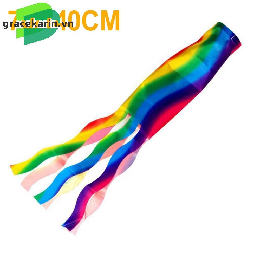 Windsock Flag 70/140cm Outdoor Polyester Fabric Rainbow For Sports Events