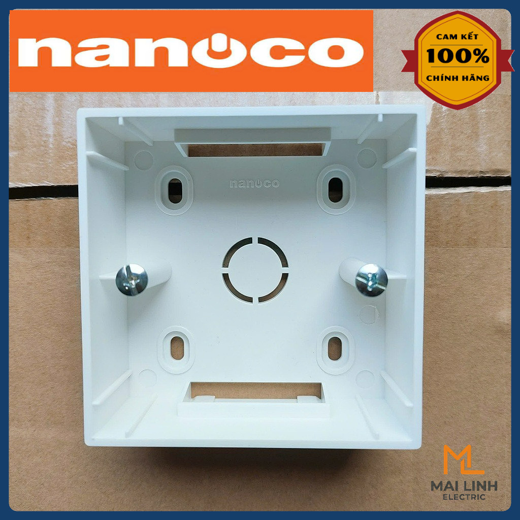 {Chính Hãng} Đế Nổi Vuông NANOCO -Dùng Cho Mặt Vuông Chuẩn BS NN105 - KT: 86x86x35.2mm
