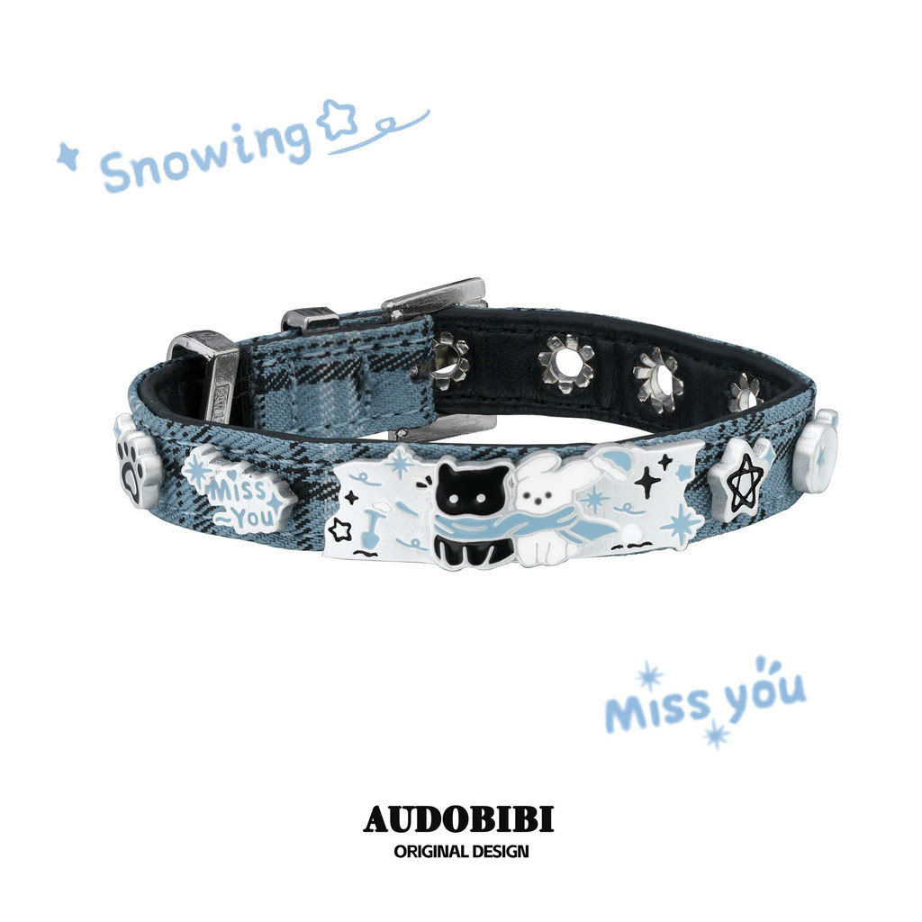 AD Snow Black Cat Little White Dog Bracelet Niche Design Sweet Cool Blue Leather Bracelet Bracelet B