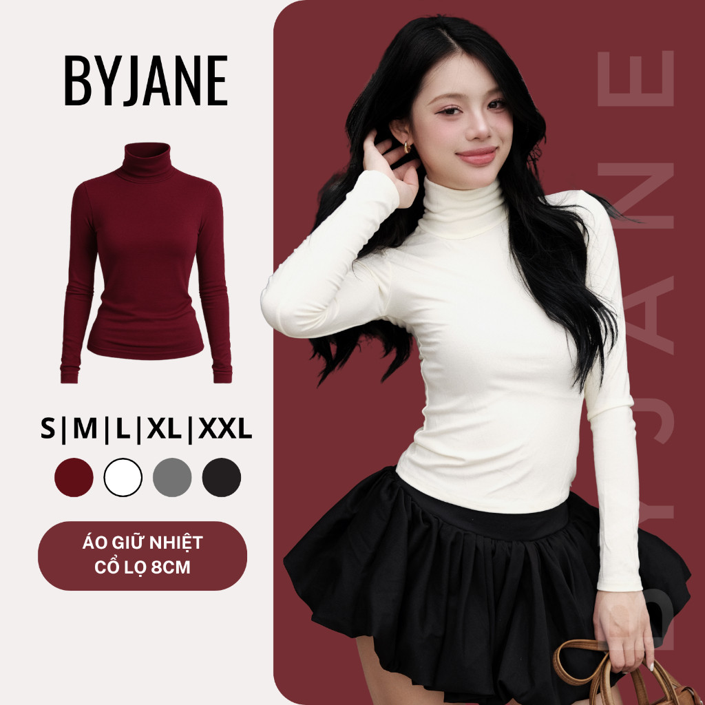 (XẢ KHO) Áo Thun Nữ Dài Tay Cổ Lọ 8p Co Dãn 4 Chiều Giữ Nhiệt Tốt-BYJANE-850