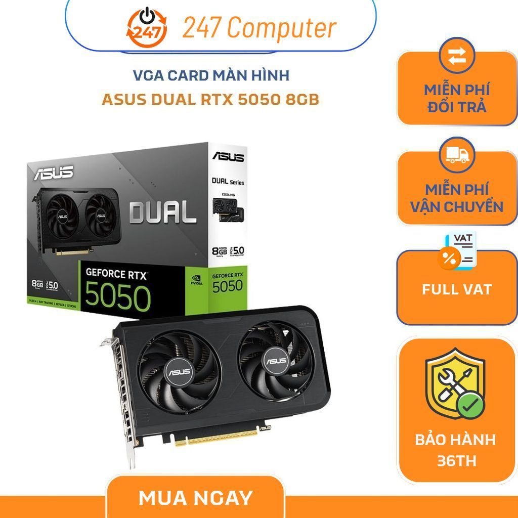 VGA CARD MÀN HÌNH ASUS DUAL RTX 5050 8GB (DUAL-RTX5050-O8G)