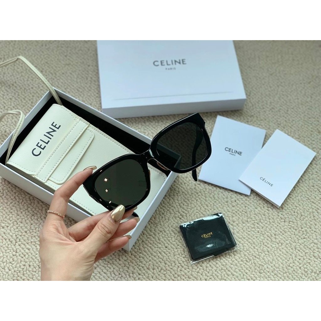 [Chất lượng hàng đầu] Hàng có sẵn Celine22 Kính râm màu kẹo phong cách mới Kính râm cổ điển khung lớ