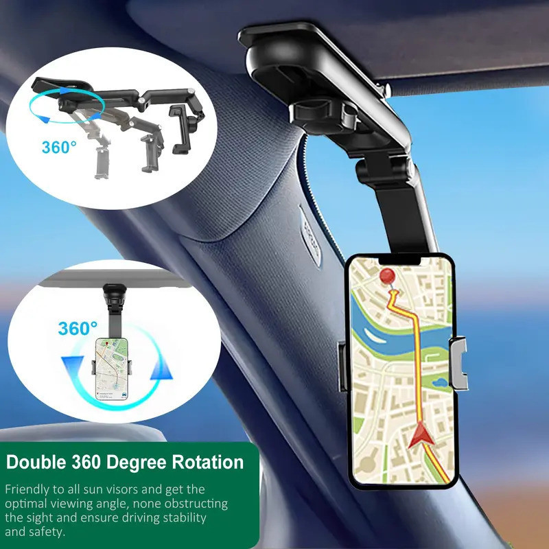 Giá đỡ điện thoại di động tấm che nắng đa năng cho ô tô, 1080° Giá đỡ điện thoại ô tô tấm che nắng c