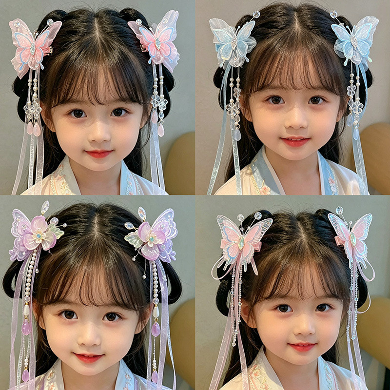Preferred#Ancient-style hair accessories, hair clips for children, super-fairy tassel hairpins, side