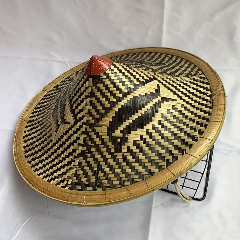 New Product#Bamboo woven red army hat, hand-woven conical hat, fisherman's sun-shading outdoor fishi