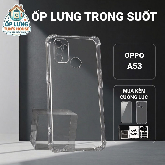 Ốp lưng Oppo A53 Ốp Nhà Tun trơn trong suốt | Ốp điện thoại Oppo dẻo bảo vệ camera đt toàn diện