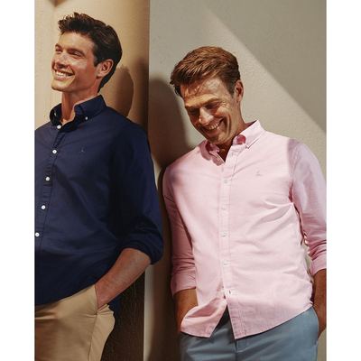 CHARLES TYRWHITT - Áo sơ mi nam cổ bẻ tay dài Washed Oxford_CSC0023-PNK