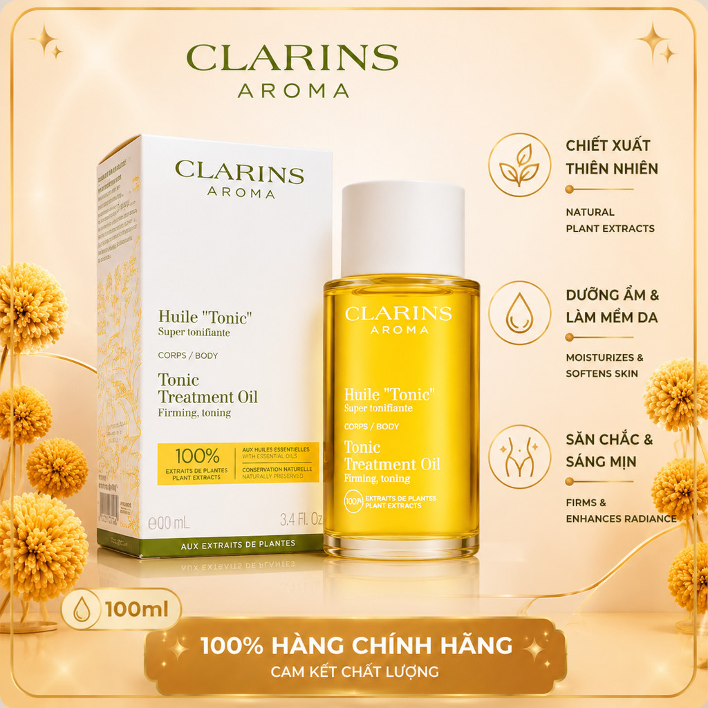 Dầu Dưỡng Thể 𝕮𝖑𝖆𝖗𝖎𝖓𝖘 Tonic Body Treatment Oil 100ml | Dưỡng Ẩm, Làm Mềm Da, Hương Thơm Thư Giãn