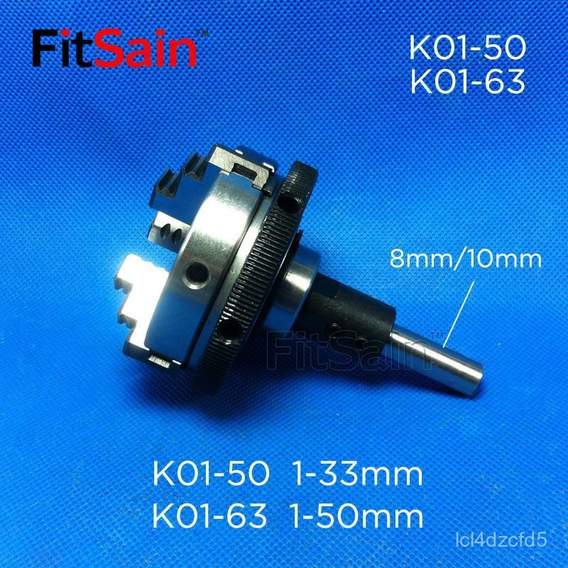 Mâm cặp 3 chấu tự định tâm FitSain trục 8mm 10mm K01-50 63 cho máy khoan cầm tay chính xác