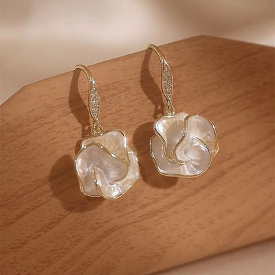 Pinkdudu Camellia Bông Tai Hoa Dainty Hoa Dangles Trang Sức Nữ Thanh Lịch PD2610