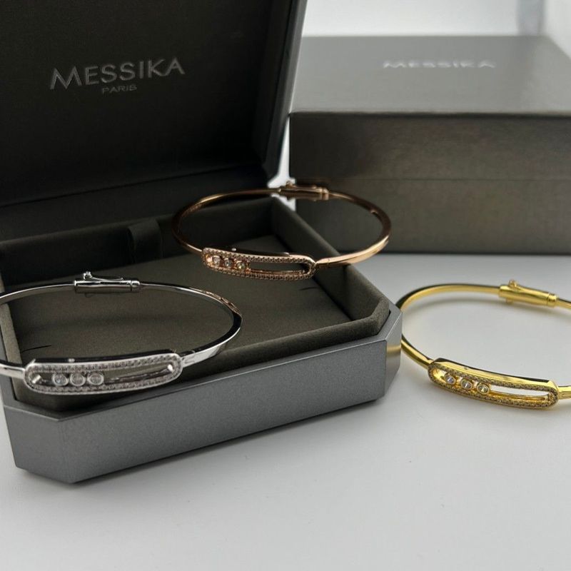 MESSIKA / MESSIKA Full Diamond Hollow Vòng tay ba kim cương thông minh dành cho nữ Cảm giác cao cấp 