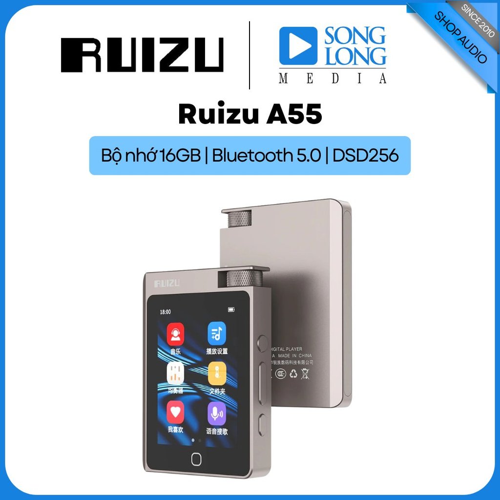 Máy nghe nhạc Hi-Fi Ruizu A55 (16GB) -  Hàng Chính Hãng - Songlongmedia