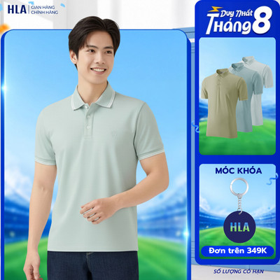 [MUA 2 GIẢM 10%] Áo POLO Nam Tay Ngắn HLA - Màu Xanh Nhạt Dễ Phối Đồ, Thoáng Mát, Thoải Mái Vận Động