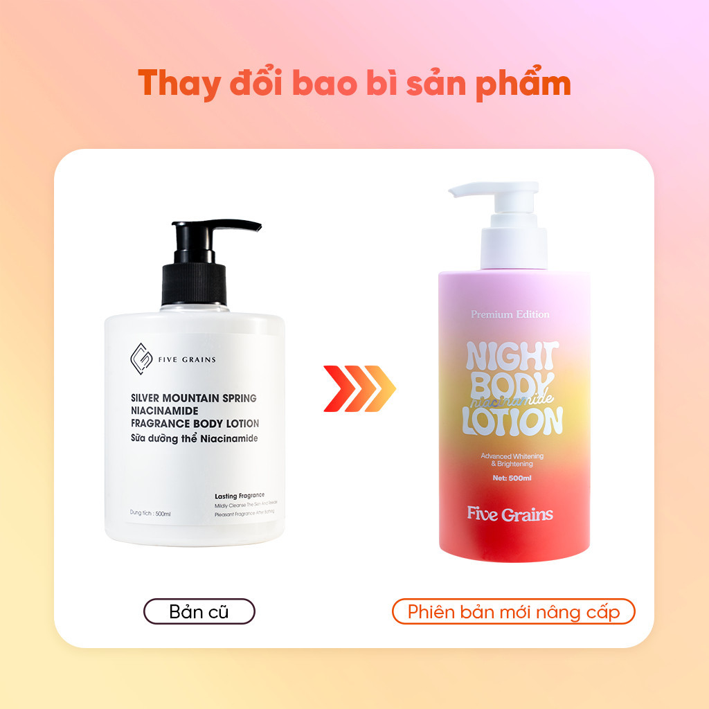 [Five Grains] Kem Body Đêm Cao cấp Five Grains Dưỡng Trắng Da Niacinamide, Alpha-Arbutin Ban Đêm Bản