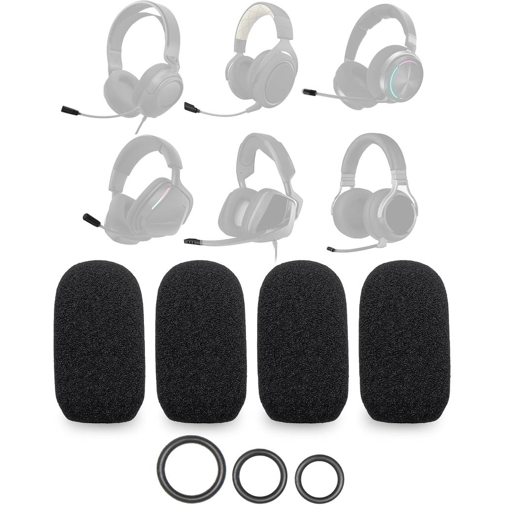 Vỏ xốp Mic 4 gói Tương thích với CORSAIR VOID RGB ELITE, HS35, HS70, Void v2, Virtuoso RGB, Tai nghe
