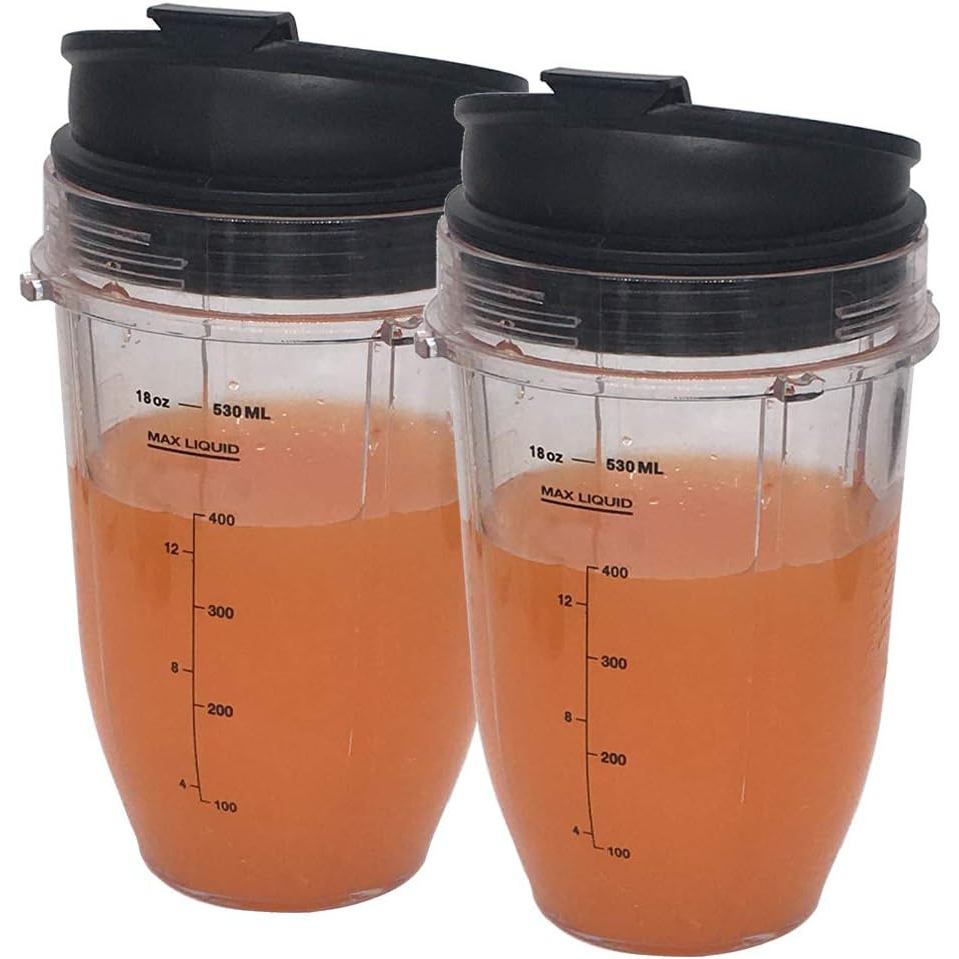 2 chiếc thay thế cốc lọ 18oz có nắp lật Sip N Seal, Tương thích với 900w 1000w Nutri Ninja Blender A