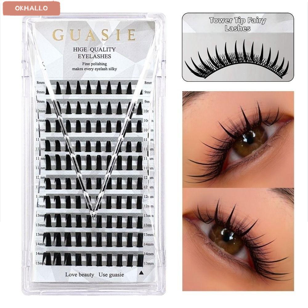 OKHALLO Manga Lông Mi Cụm, Volume Spiky Baddie Anime Cụm Lông Mi, Vẻ Đẹp Nữ 8-15mm C Curl Handmade E