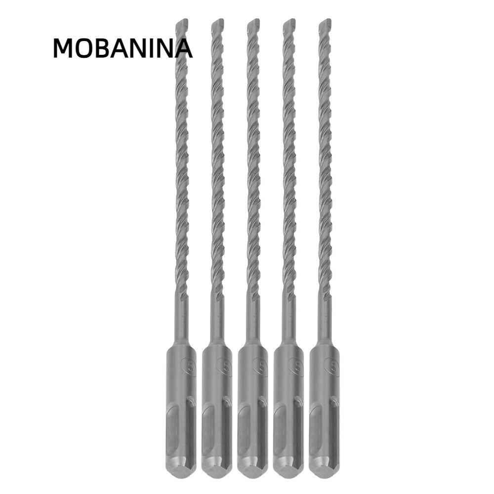 MOBANINA 5 Mũi khoan búa quay, Mũi khoan tác động xoắn ốc sáo đôi dài 210mm, Đường kính 5mm / 0,2in 