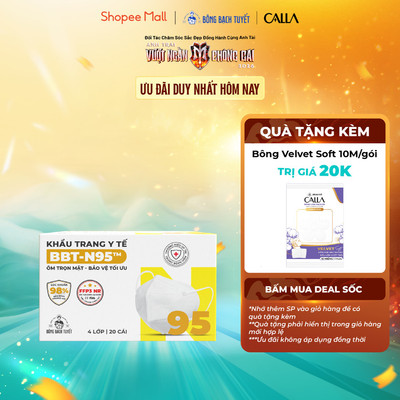 [HSD: 2027] Khẩu Trang Bông Bạch Tuyết N95 - Trắng (20 cái/hộp)