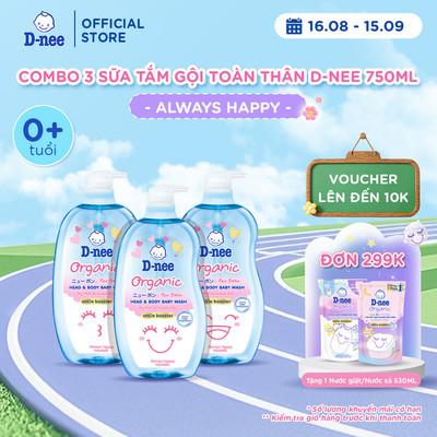 Combo 3 Tắm gội toàn thân em bé (<3 tuổi) D-nee 750 ML - New born