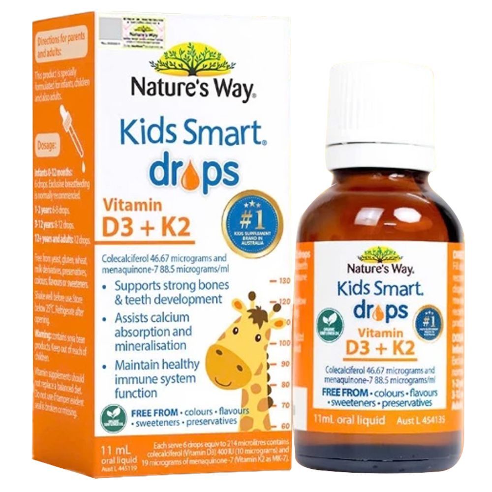 Vitamin D3K2 Nature's Way Kids Smart Dạng Nhỏ Giọt 11ml – Bổ Sung D3 K2 Cho Bé - Bibo Mart