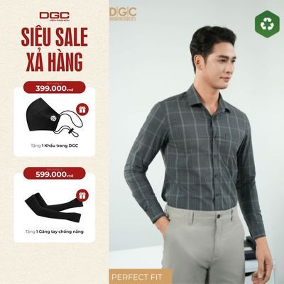 Áo sơ mi dài tay DGC Dáng Ôm Perfect Fit, Phong Cách Trẻ Trung, Chất Vải Mềm Nhẹ - SASDBE13M