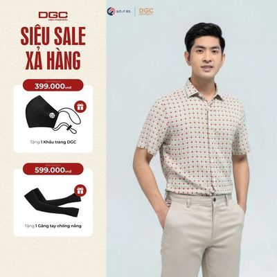Áo sơ mi ngắn tay DGC Dáng suông Regular, họa tiết nhiều màu Phong Cách Trẻ Trung - SASNBC01M