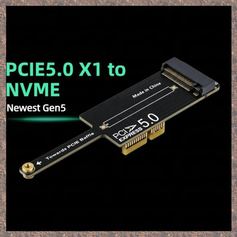 Thẻ chuyển đổi PCIe 5.0 X1 sang NVMe 64Gbps Gen5 Sẵn sàng, 90° Chèn ngang, tăng tốc độ đôi cho SSD 2