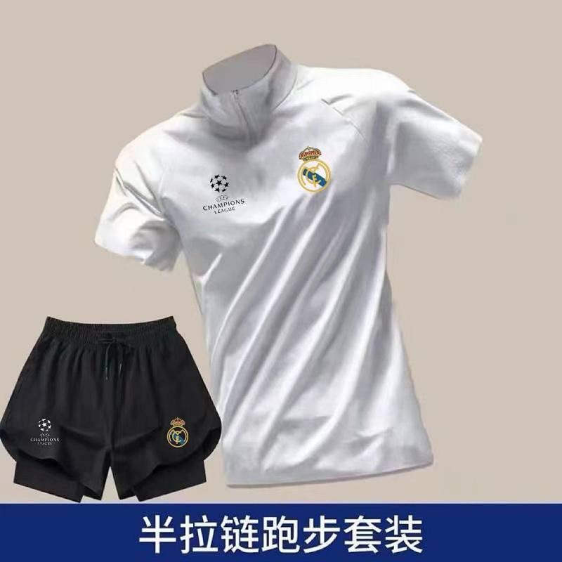 New Barcelona Real Madrid Training Stand Collar Football Sports Suit Sportswear Top Double-Layer Qui