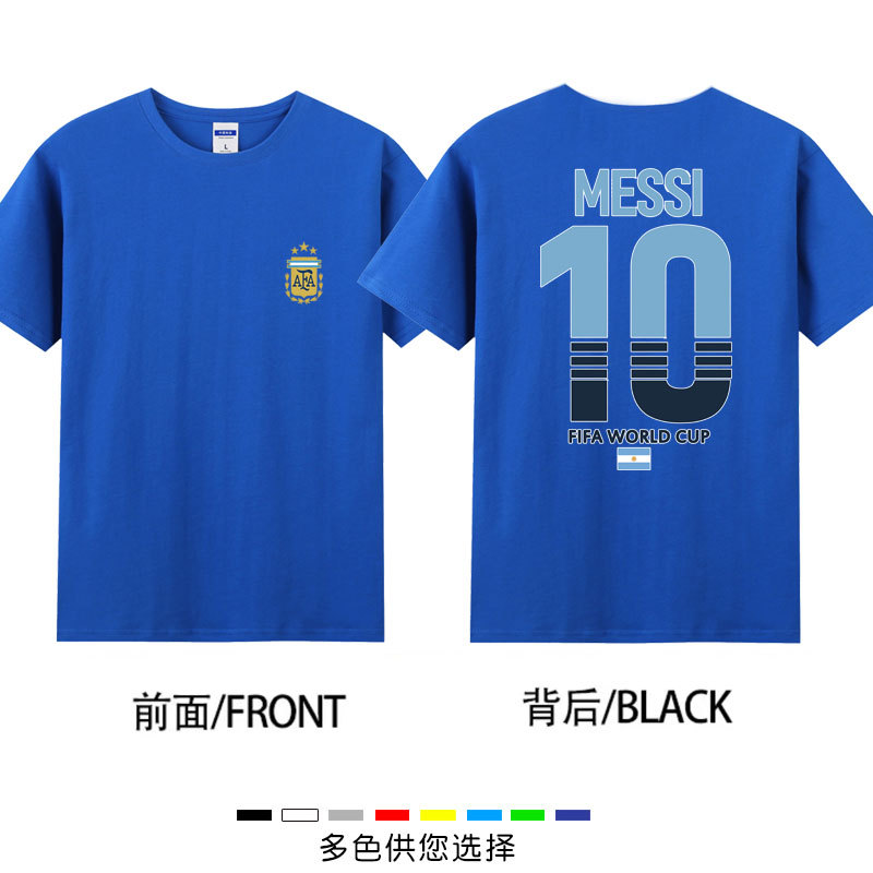 Số Argentina. 10 Áo Thun Messi World Cup Bóng Đá Messi Kỷ Niệm Áo Thun Tay Ngắn Kích Thước Lớn Xuân 
