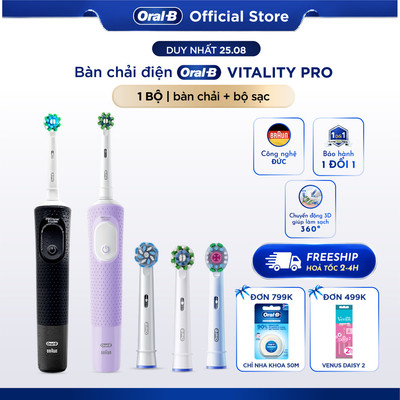 [HỎA TỐC 2H-4H] Bàn Chải Điện ORAL-B VITALITY Pro 3 CHẾ ĐỘ giúp làm sạch sâu từng kẽ răng