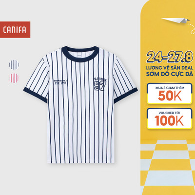 Áo phông unisex trẻ em CANIFA áo thun cộc tay chất liệu cotton mềm mịn mát có hình in 3TS26C006