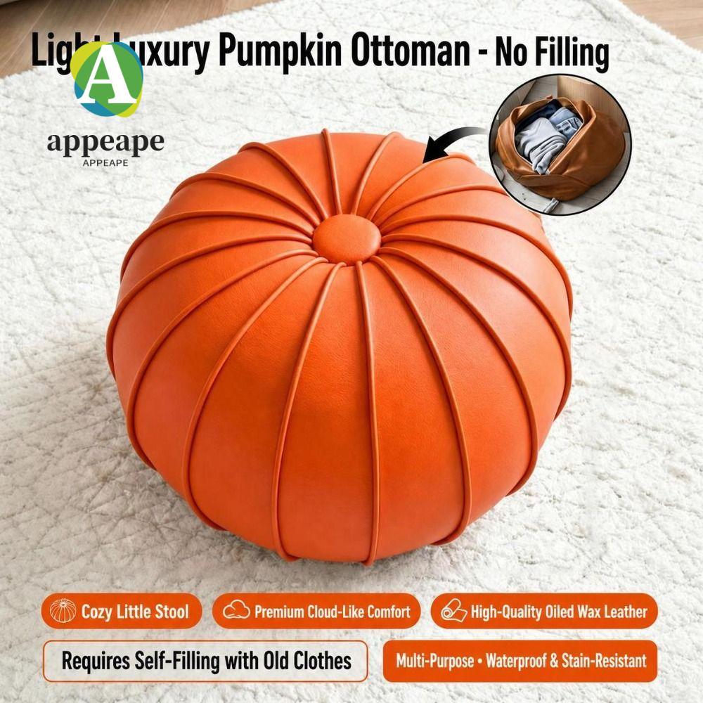 APPEAPE Fillable Ottoman Pouf, Da cấu hình thấp Lưu trữ Ottoman, Phong cách sang trọng Hình tròn trò
