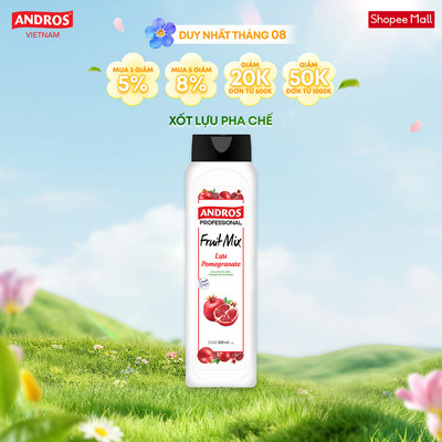 Xốt Lựu Pha Chế - Làm Từ Trái Cây Thật - Nguyên liệu pha chế - ANDROS FRUIT MIX - 820ml