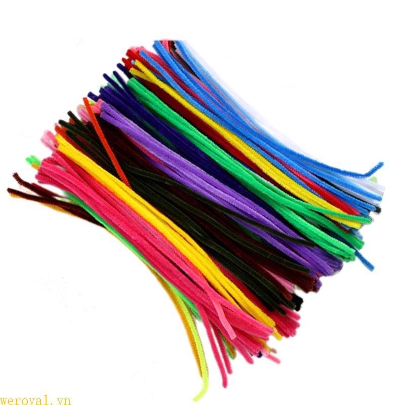WER Chenilles Thân Chất Làm Sạch Nhiều Màu Sắc Fuzzy Stick Mềm Uốn Cong Dính Dây Fuzzy Dính Dành Cho