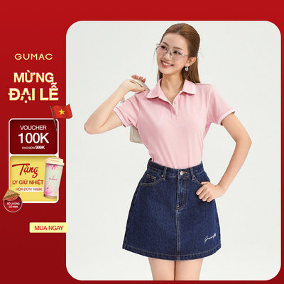 Chân Váy Jeans Nữ Gmorning - GUMAC Form Ngắn Tôn Dáng Thêu Chữ Cá Tính Thời Trang YVJF12089