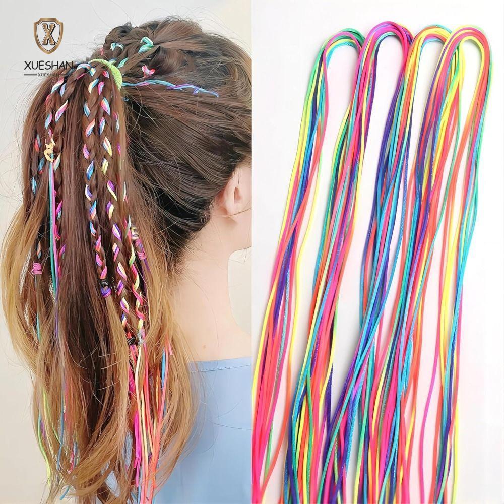 XUESHAN 16 / 24 / 32 Dây buộc tóc đầy màu sắc, Dây buộc tóc bện cầu vồng, Dây buộc tóc thời trang Ph