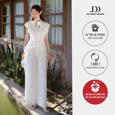 Set Áo Kiểu Bèo Đổ Cổ U, Khăn Cổ Cách Điệu 2R05.2603, Quần Tơ 2 Lớp Xếp Ly Cạp Chun Sau 3R03.2603, Set Đồ Nữ By JM
