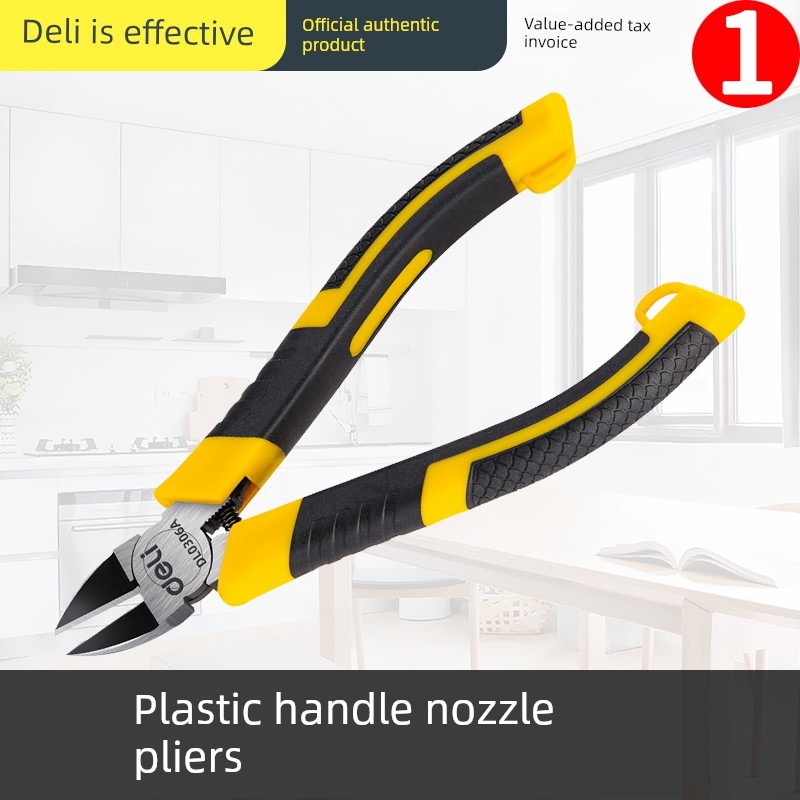 Kìm cắt Deli 6 inch, kìm mũi chéo cắt dây điện, kìm cắt mô hình