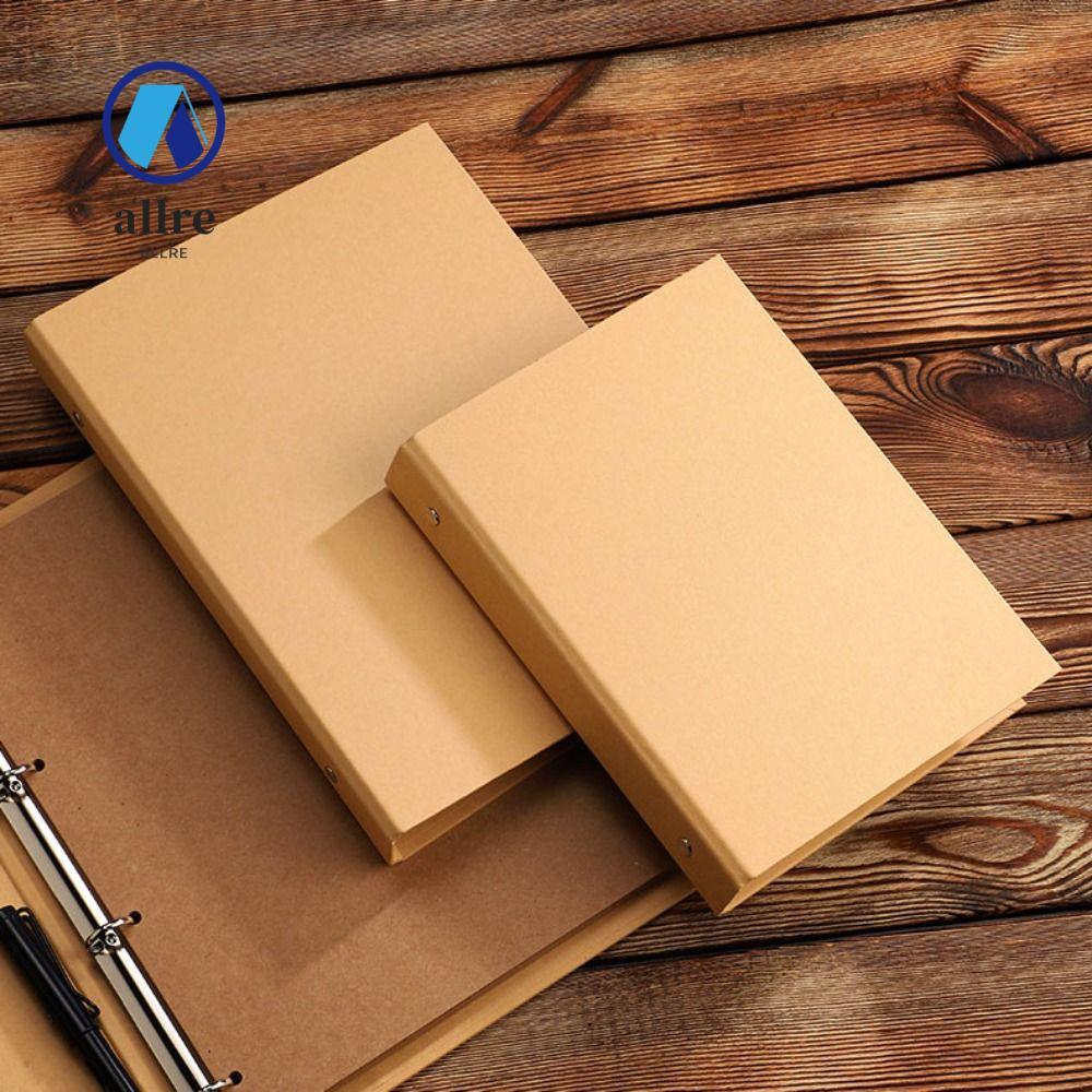 ALLRE Kraft Paper Binder Cover, Kraft Paper A5 B5 A4 Binder File Clip, Thư mục chất kết dính đục lỗ 