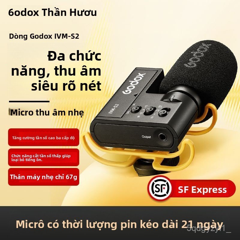 Micro Godox IVM-S2 định hướng gắn máy ảnh, thu âm livestream điện thoại, chống ồn hiệu quả